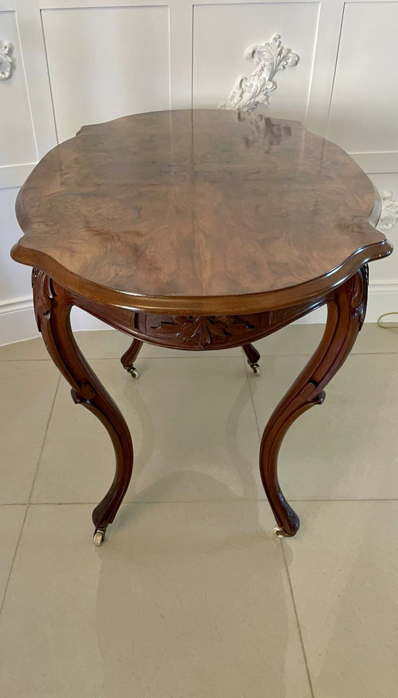 Antique Victorian Quality Freestanding Burr Walnut Centre Table - Image 4